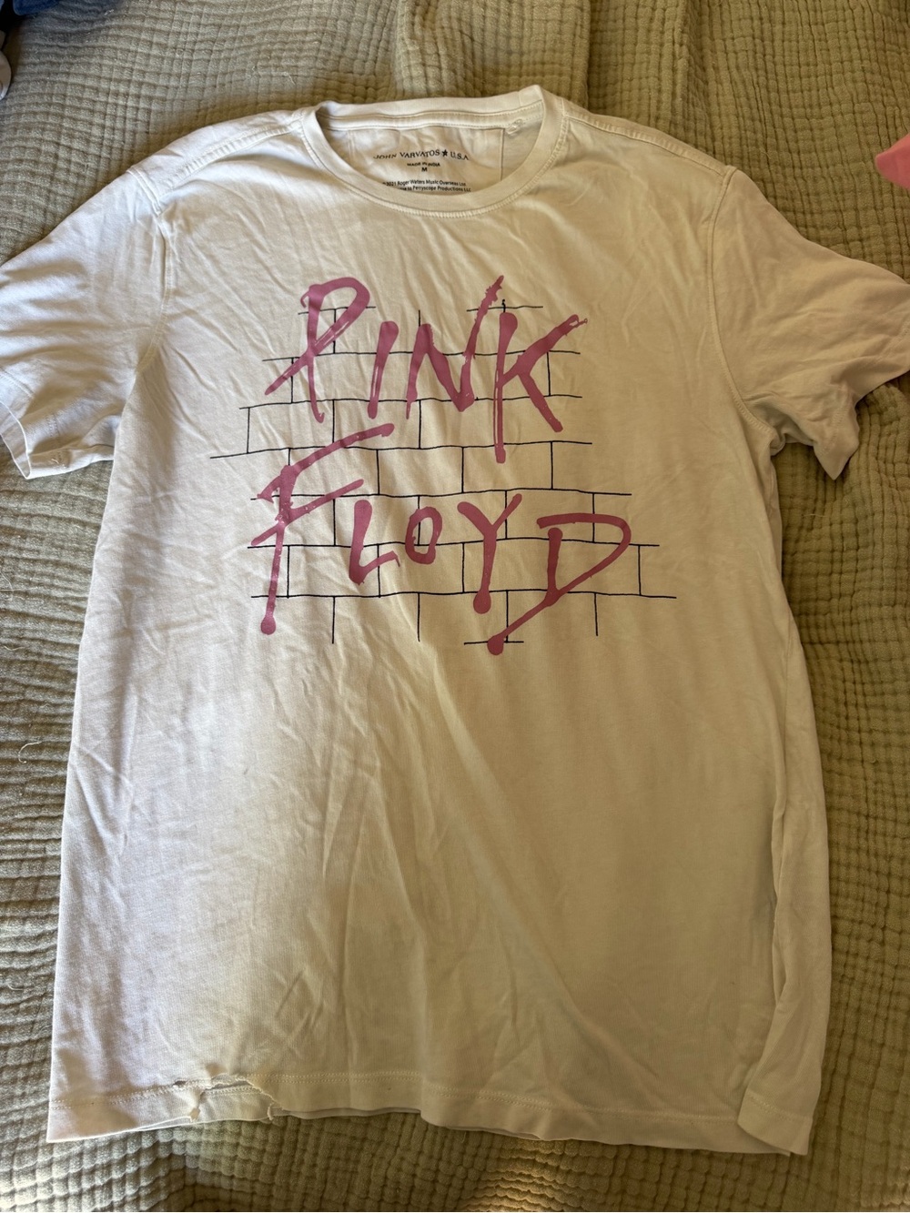John Varvatos White Tee with Pink Graphic